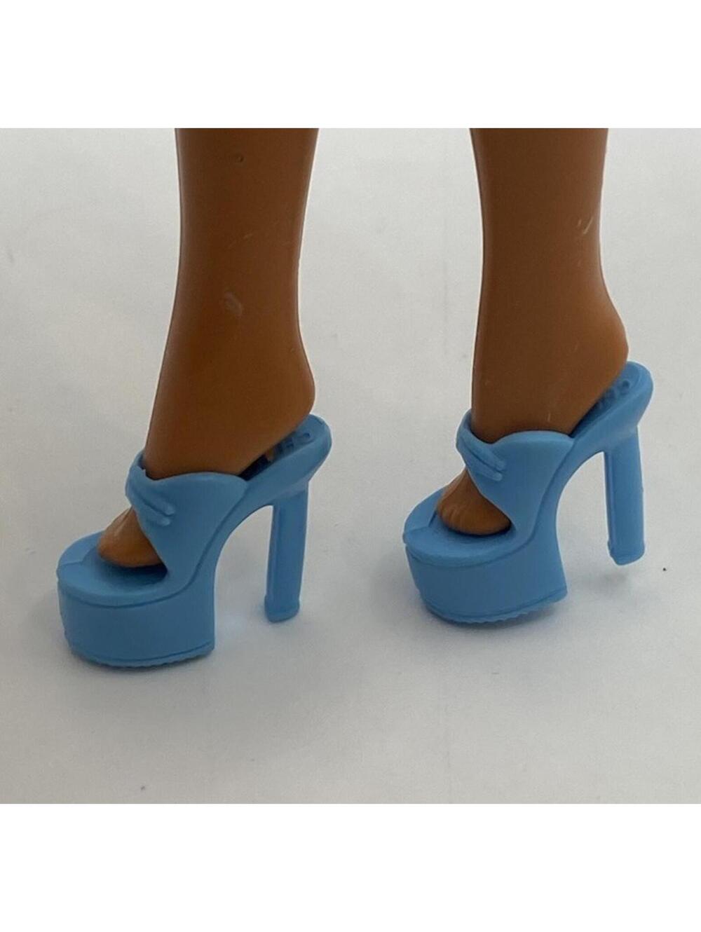 Vintage Barbie Shoes Baby Blue Chunky Kitten Heels B20
